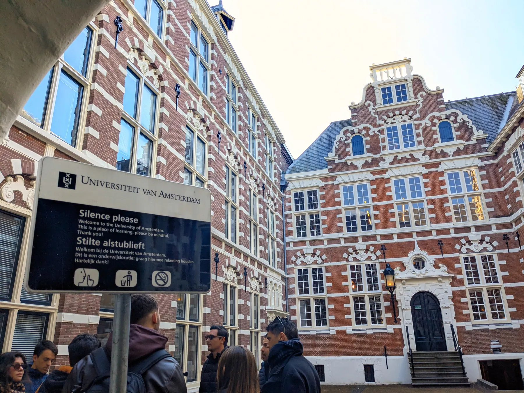 The University of Amsterdam courtyard during a walking tour