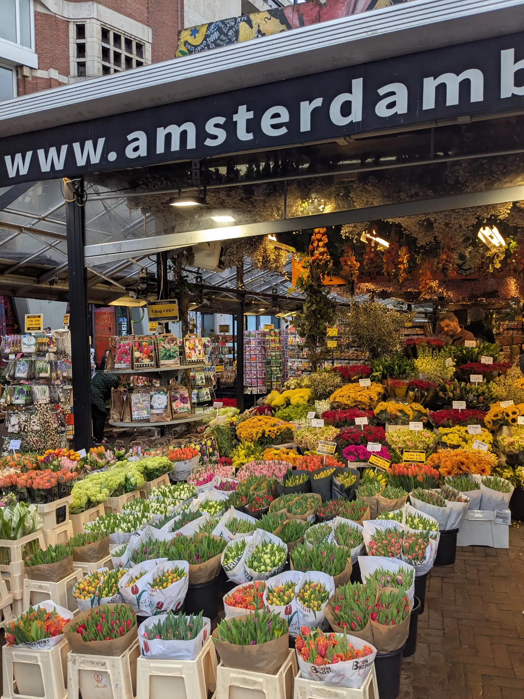 Flower bulbs and souvenirs at Amsterdam's floating flower market