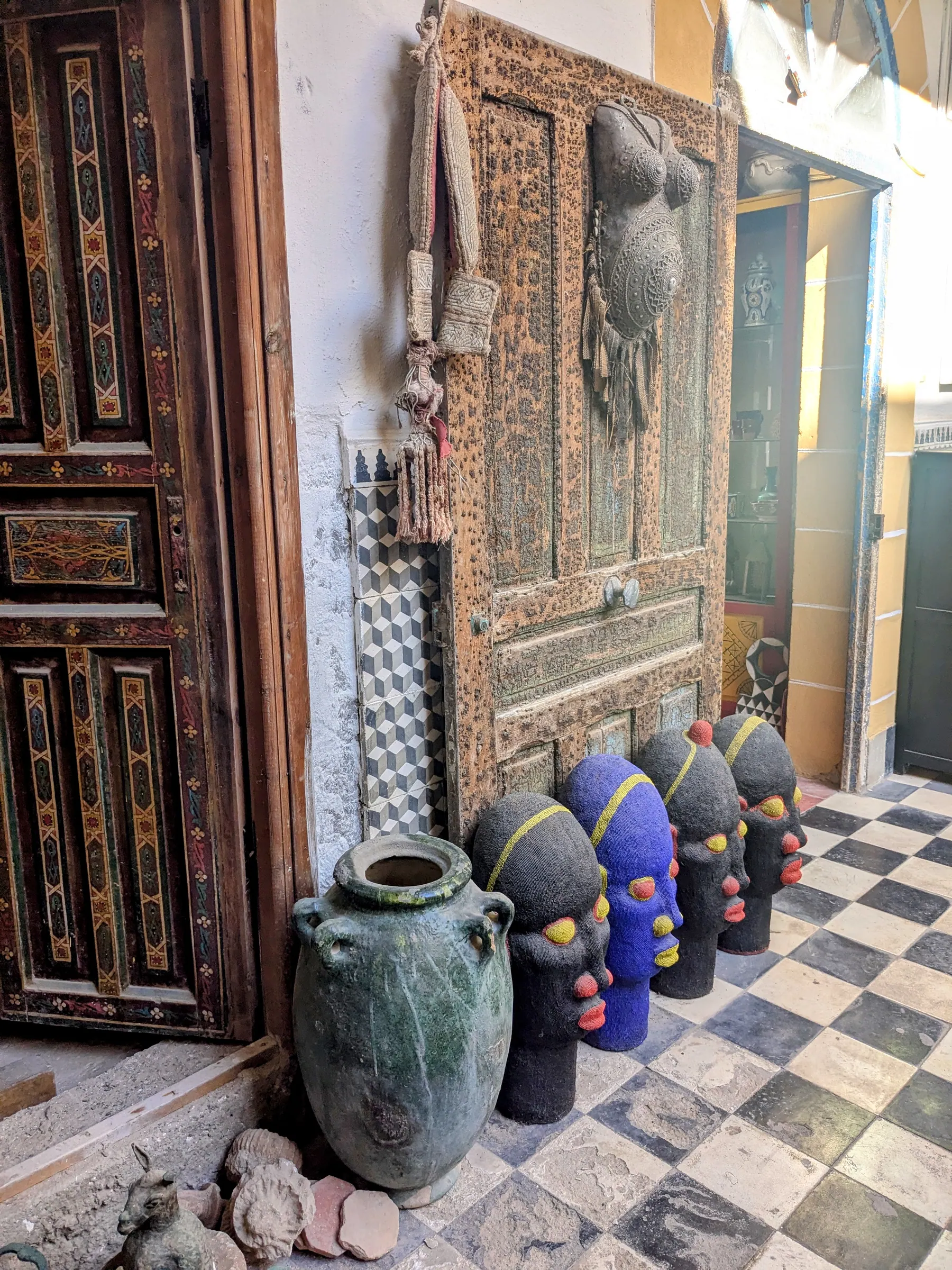 Decorative objects and artwork inside Gallery Kasbah in Essaouira