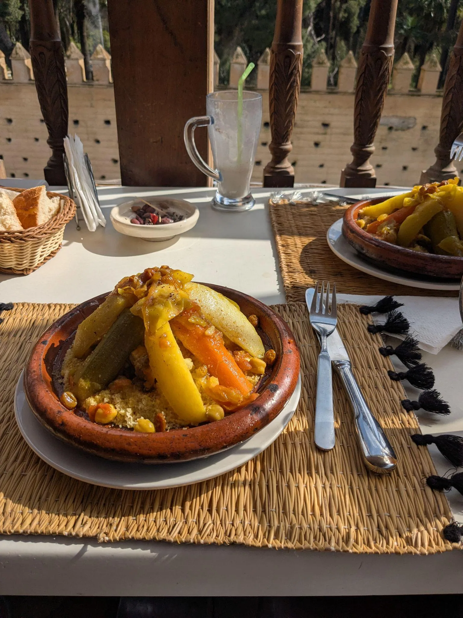 Chicken couscous served for lunch near Jnan Sbil in Fez