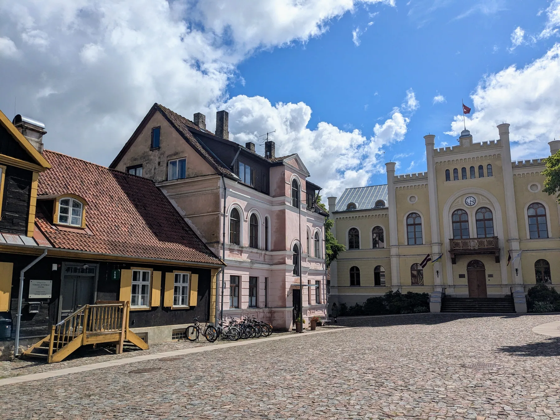 Town Hall Square and historic buildings in Kuldīga
