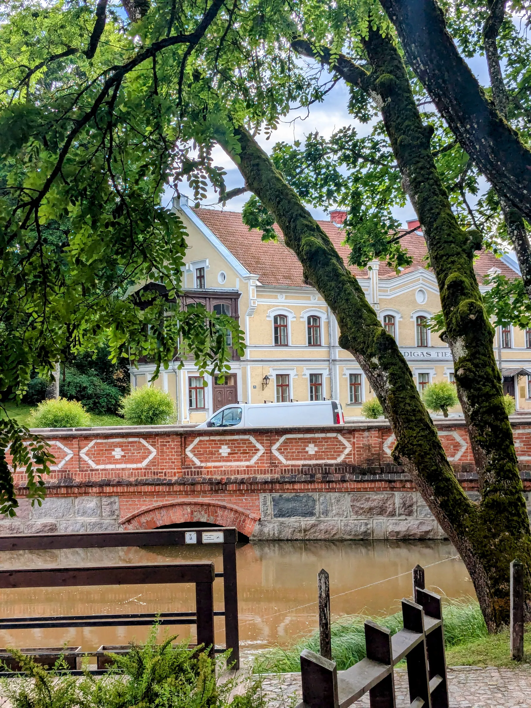 Ornamental bridge near the Aleksupīte waterfall in Kuldīga