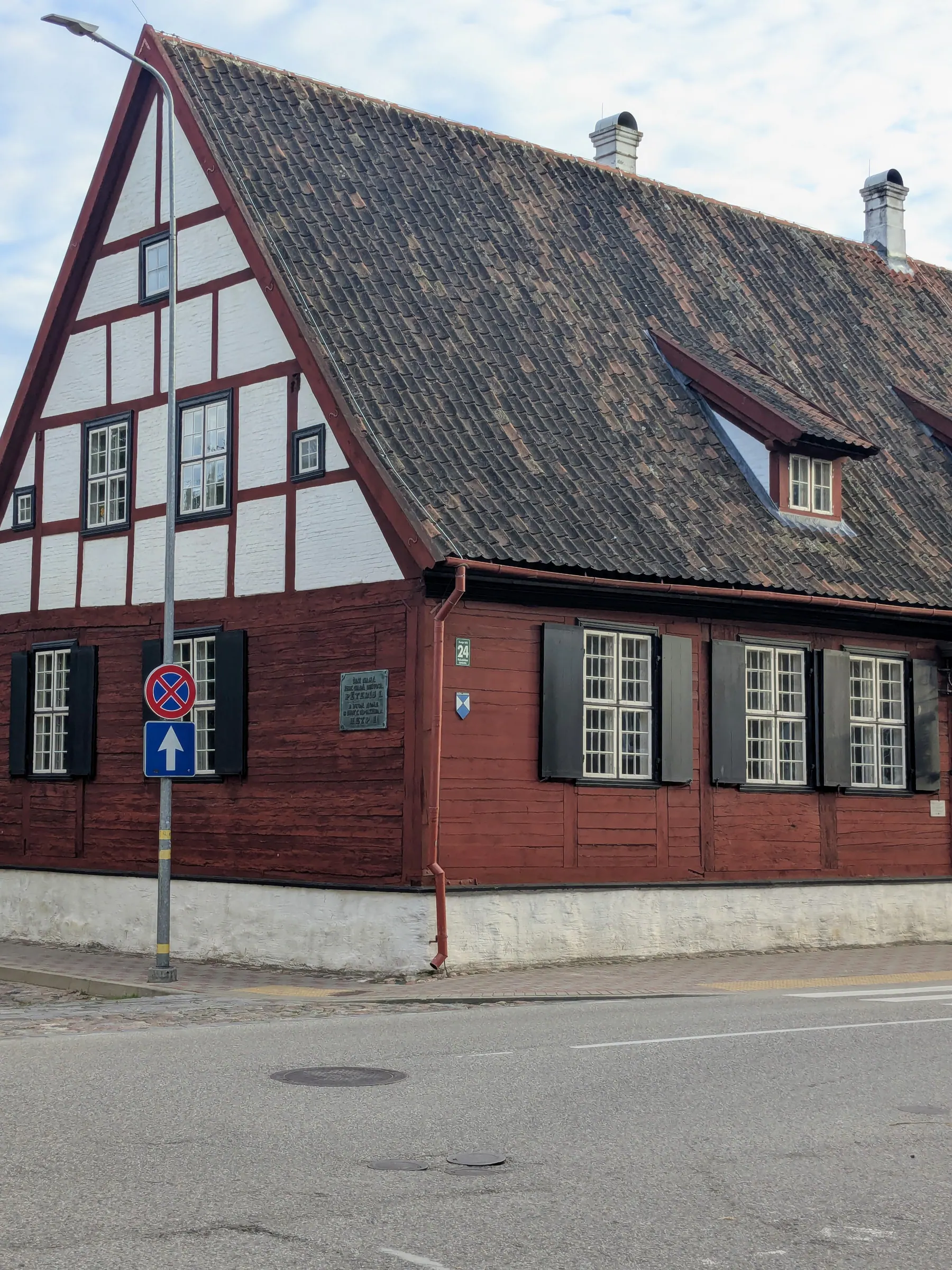The historic timber façade of Madame Hoyer's guest house