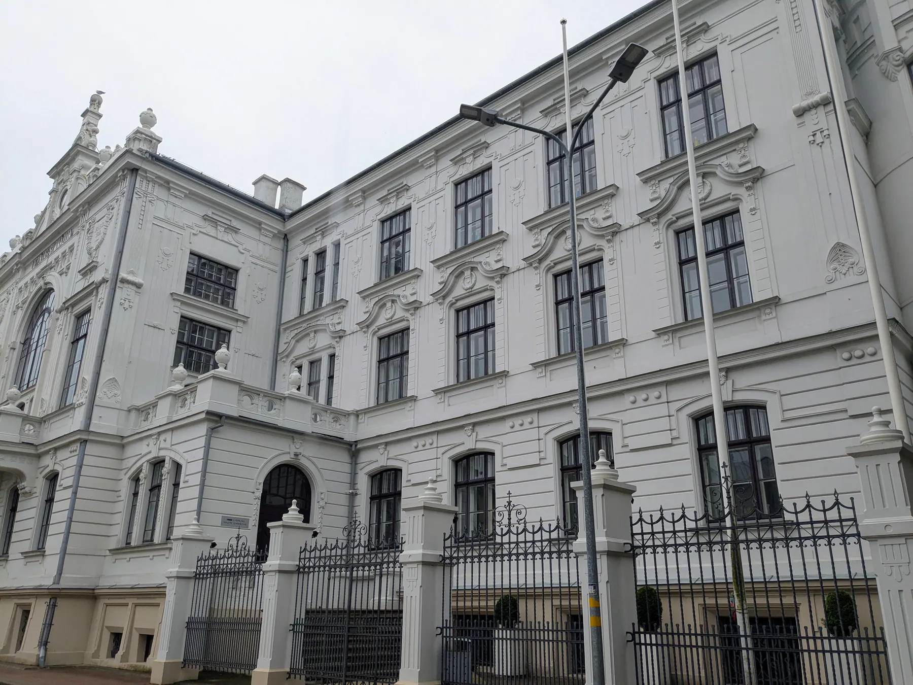 The white historic building of Liepāja State Gymnasium