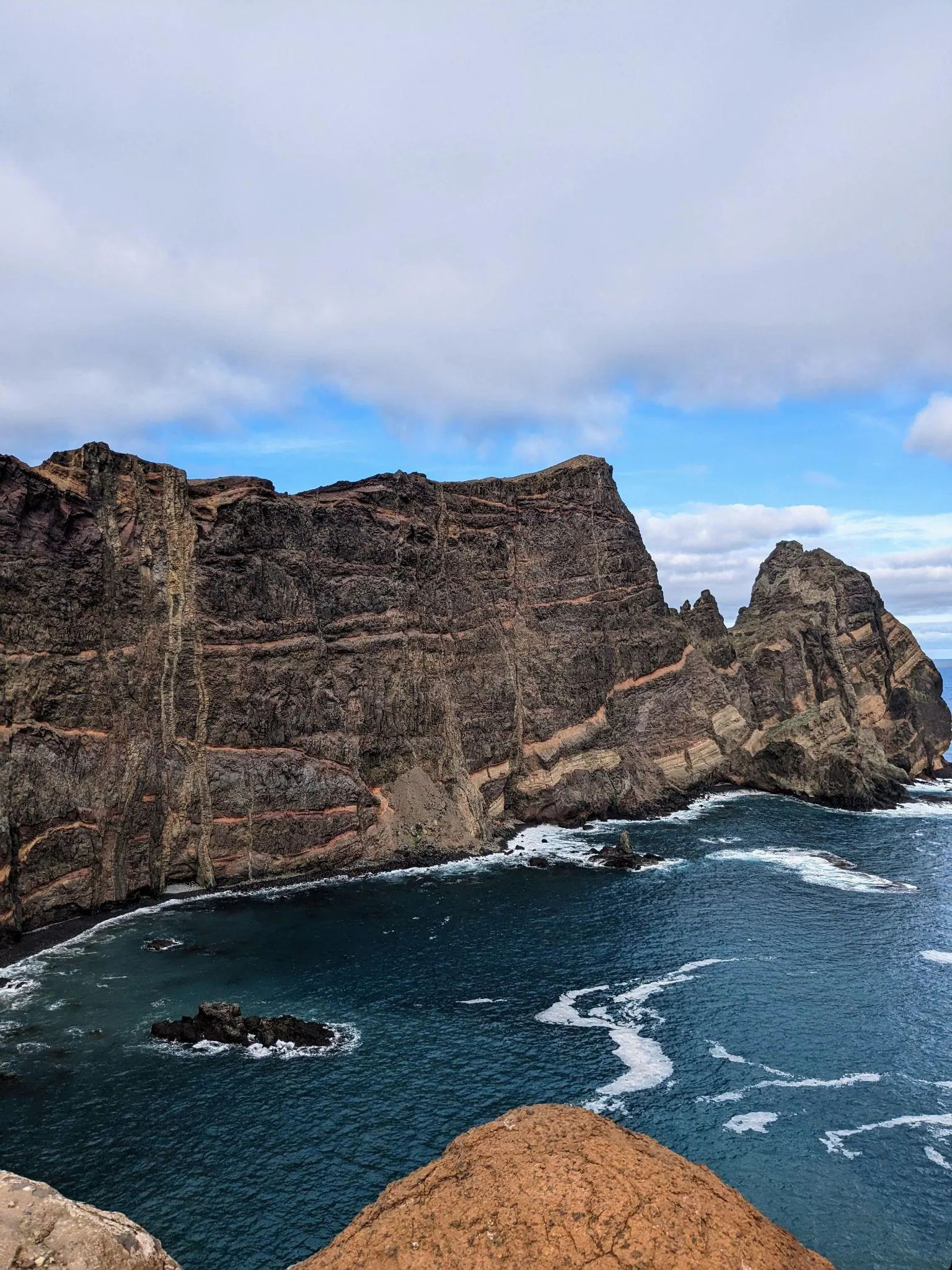 Rocky cliffs and Atlantic waves at Ponta de São Lourenço