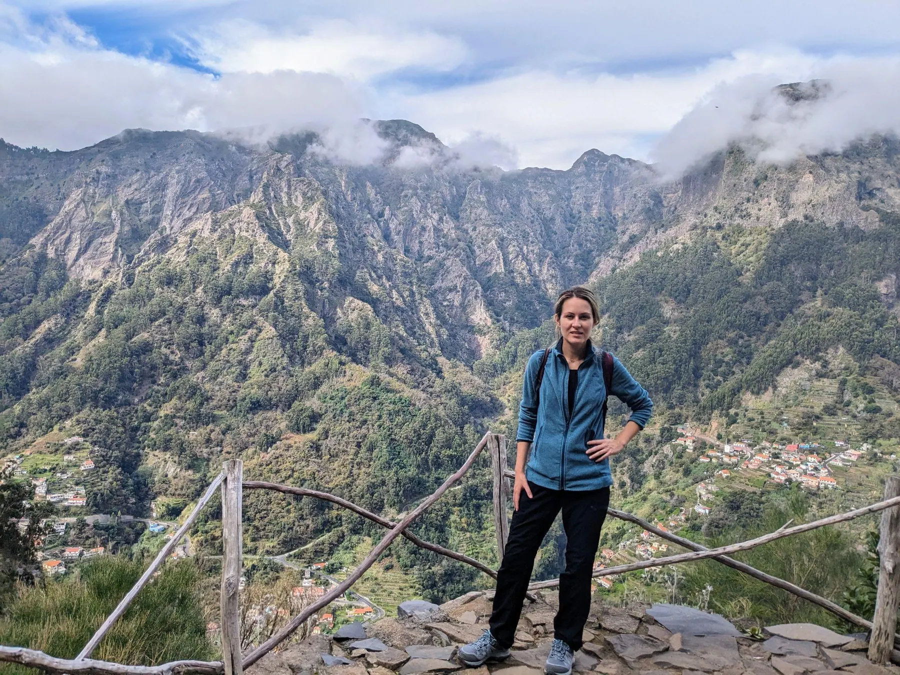 A traveler standing above the Nuns' Valley in Madeira