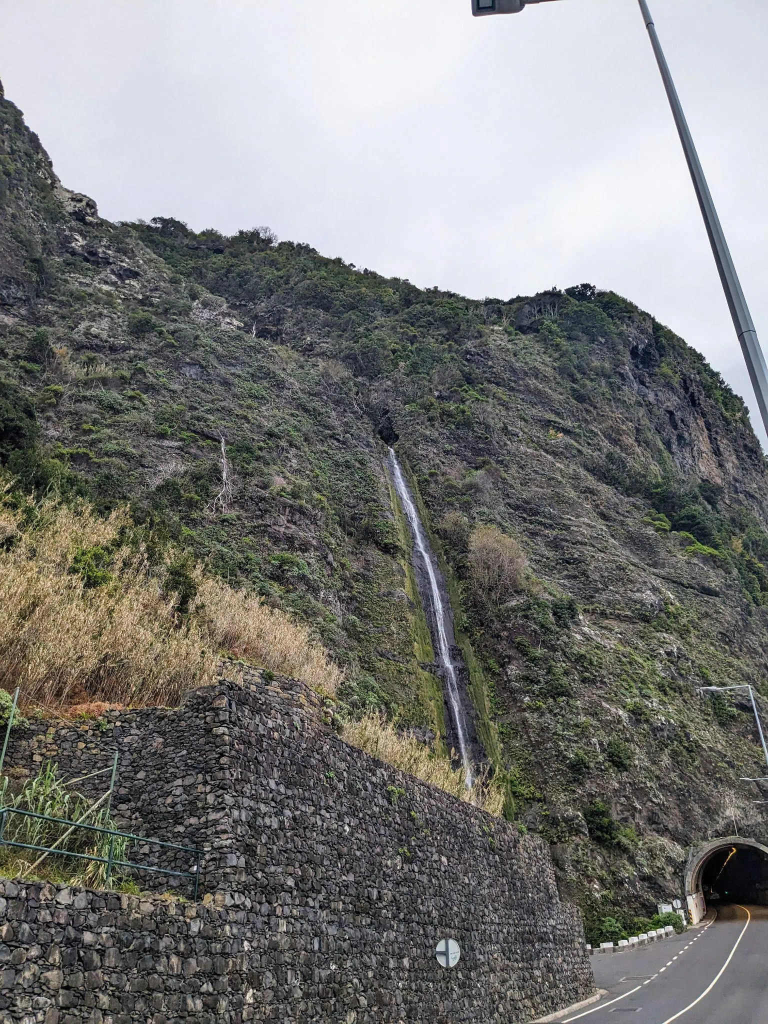Waterfall beside the road on Madeira's north coast
