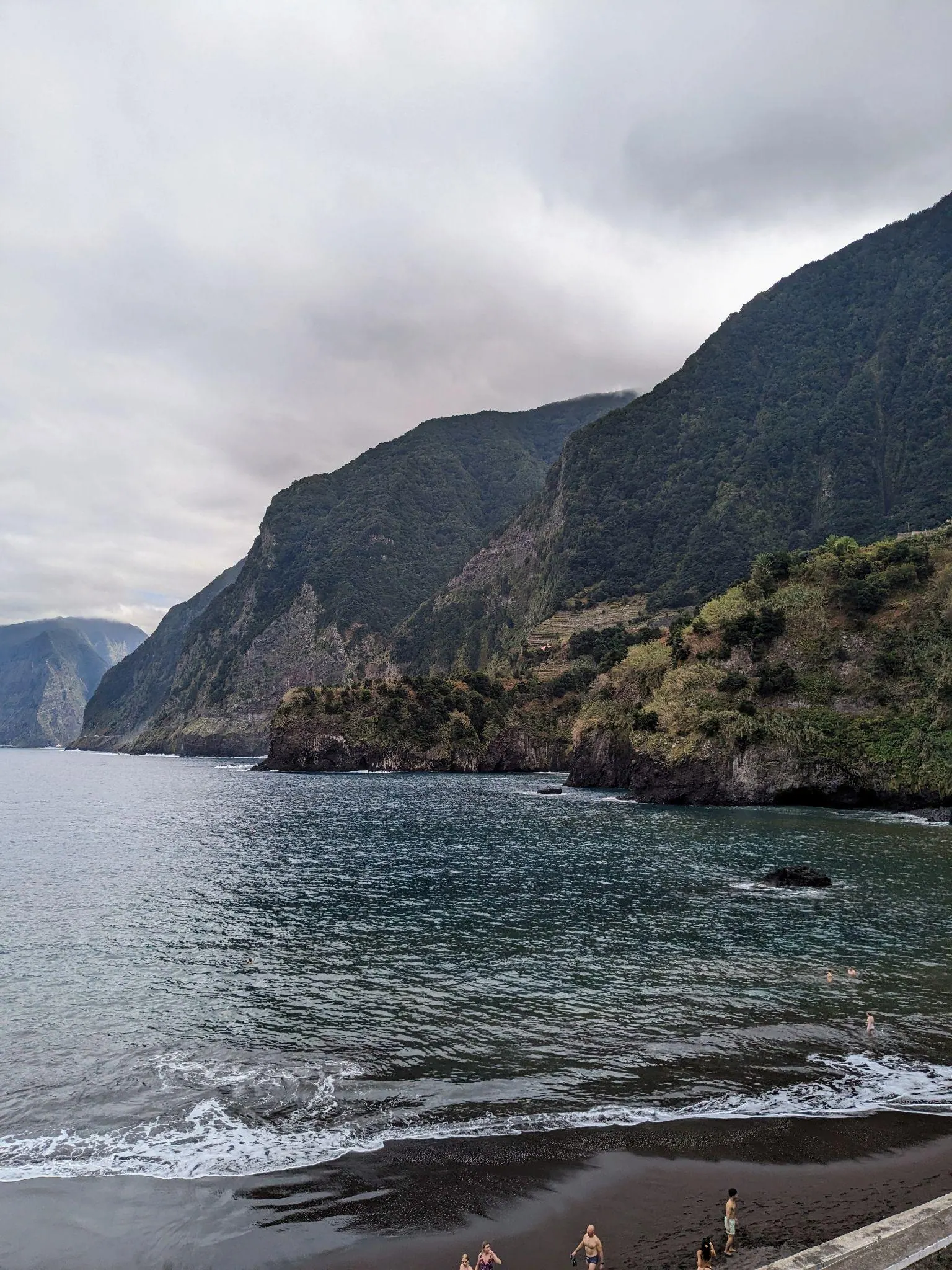 Calm north coast sea view below Madeira's cliffs