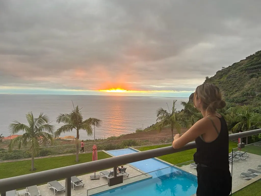 Sunset from a hotel balcony in Arco da Calheta, Madeira