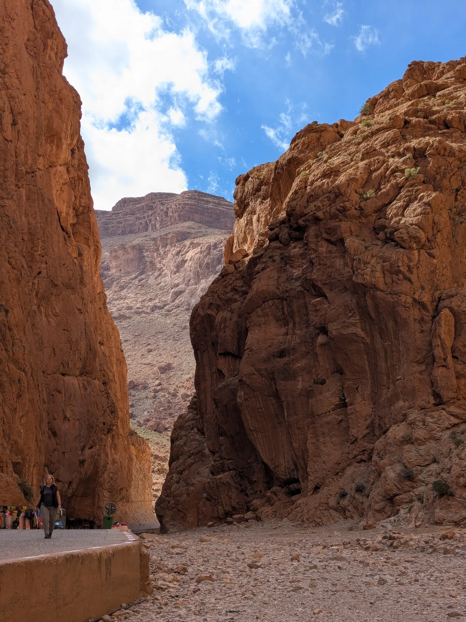 Rocky cliffs rising above Todra Gorge in Morocco
