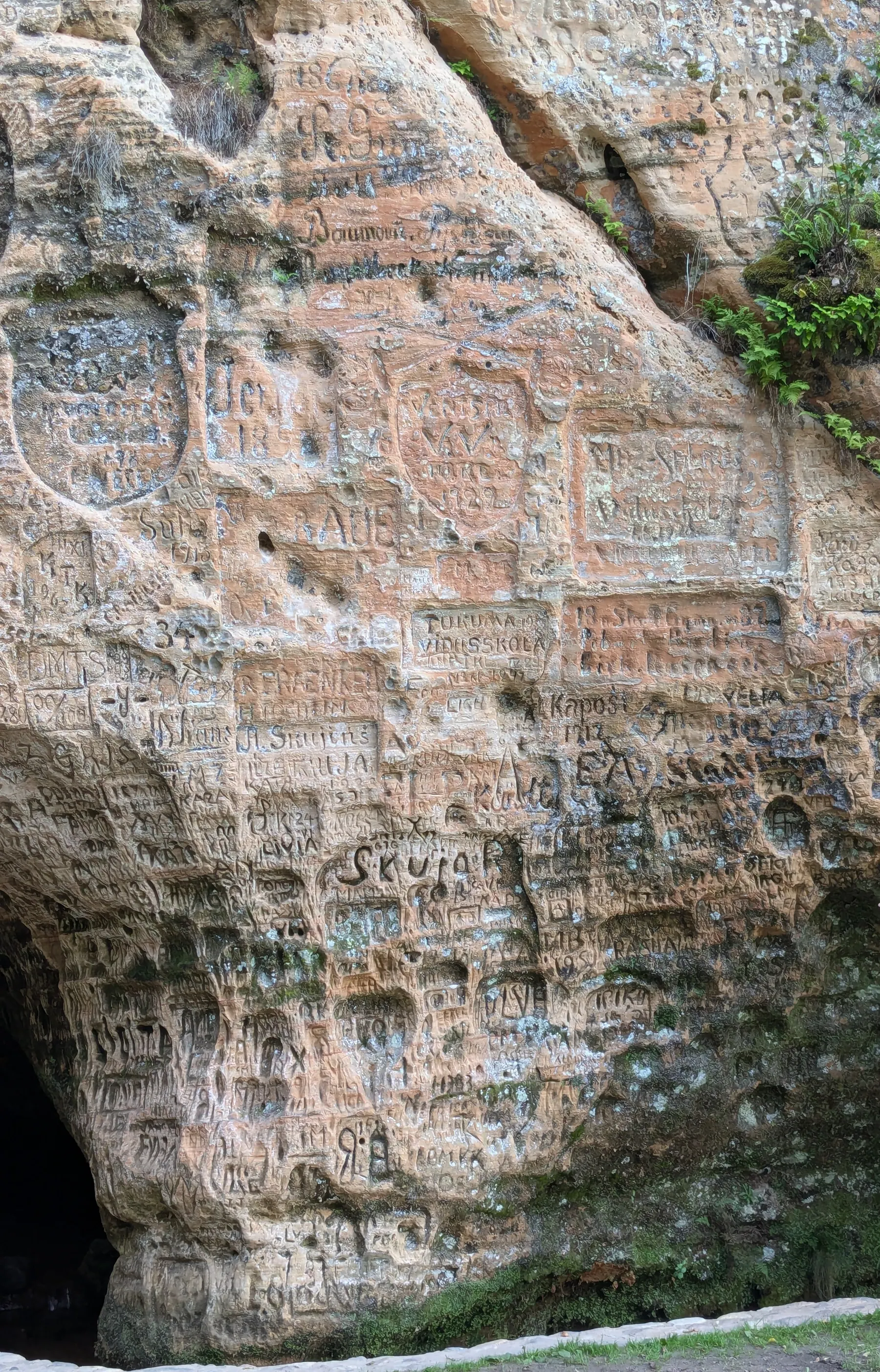 The sandstone entrance to Gutmanis Cave near Sigulda