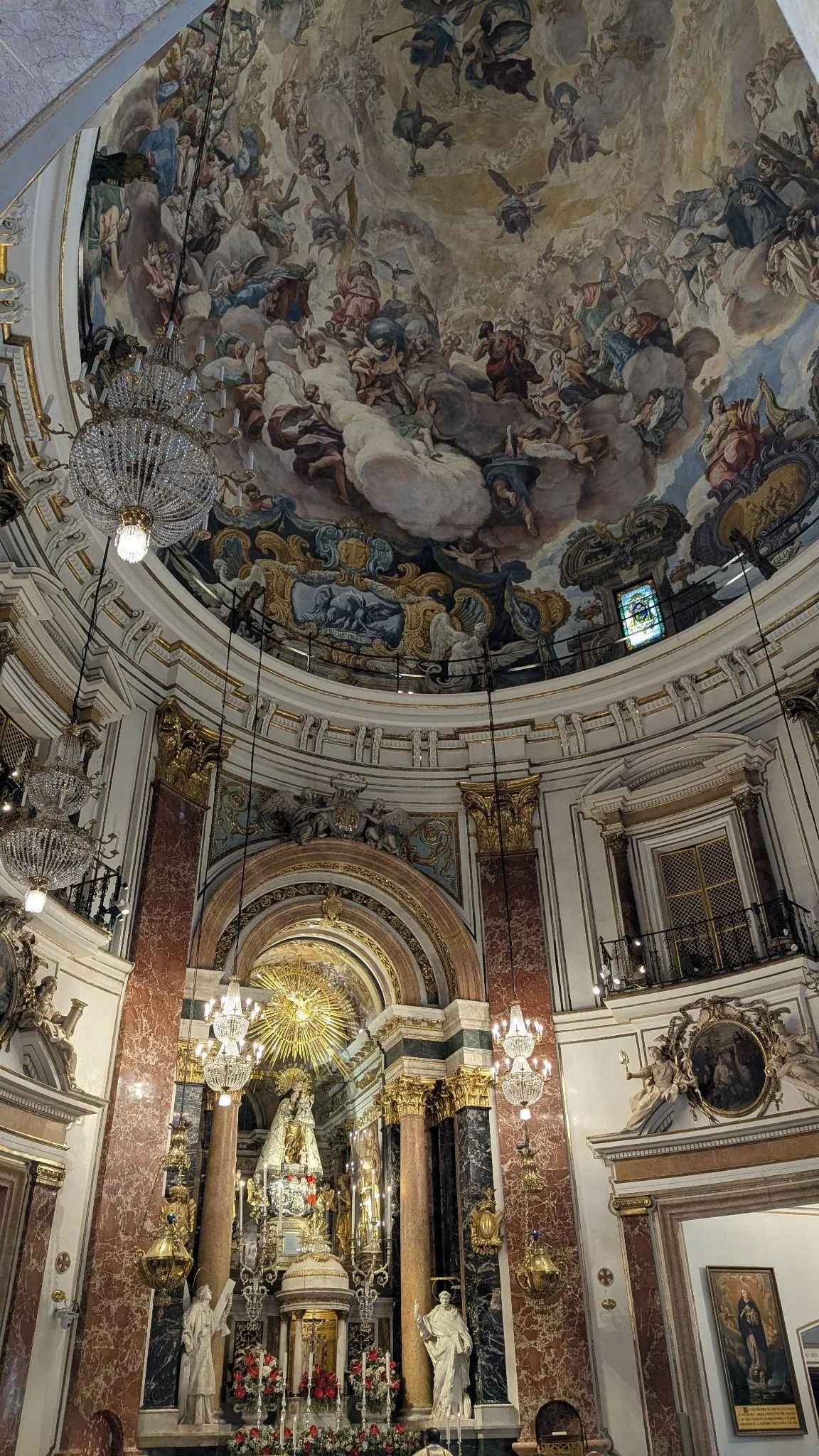 Baroque facade and tiled dome of the Royal Basilica of Our Lady of the Forsaken (Basilica de la Virgen de los Desamparados)