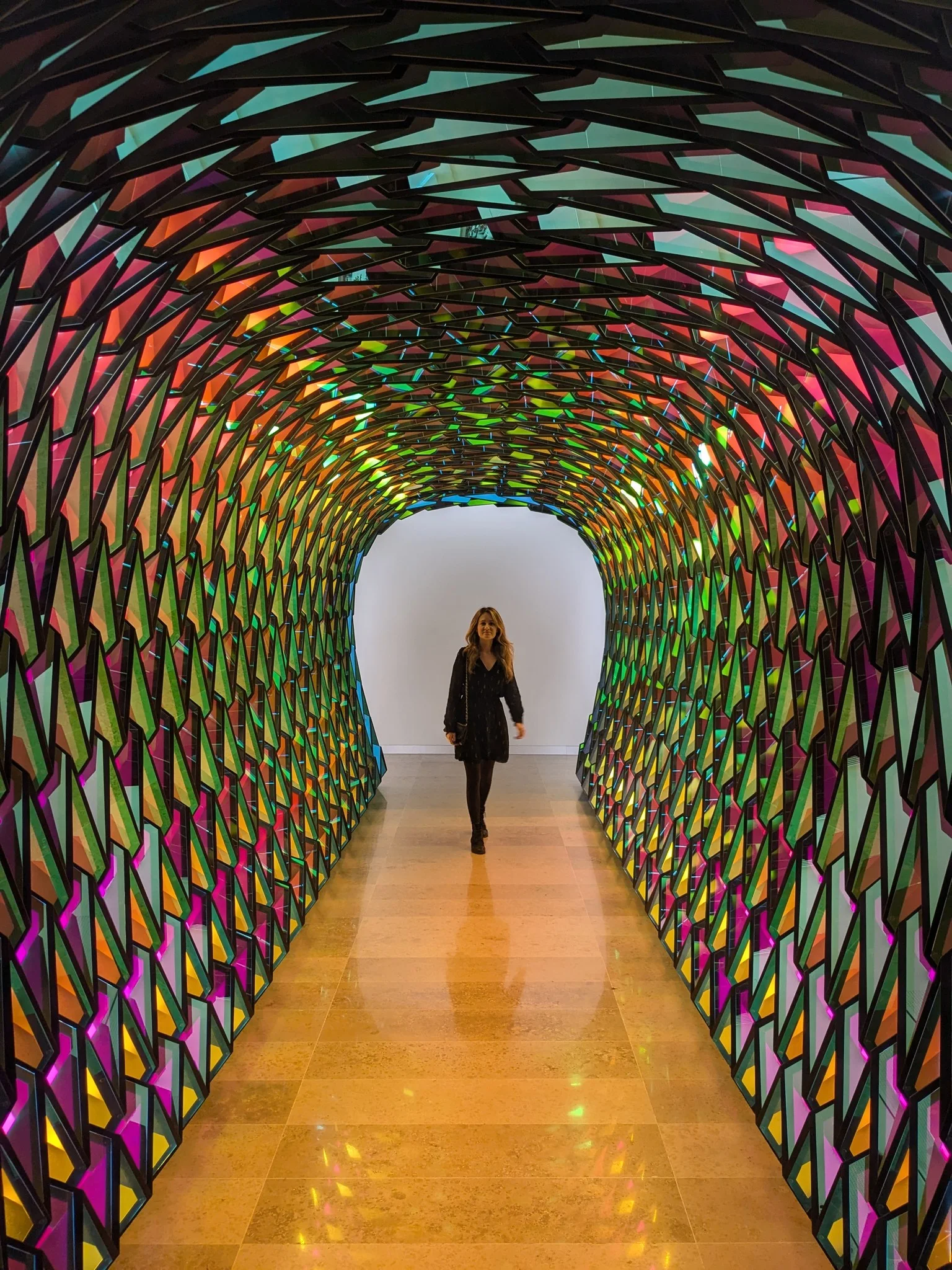 Interactive kaleidoscope mirror tunnel by artist Olafur Eliasson inside Centro de Arte Hortensia Herrero